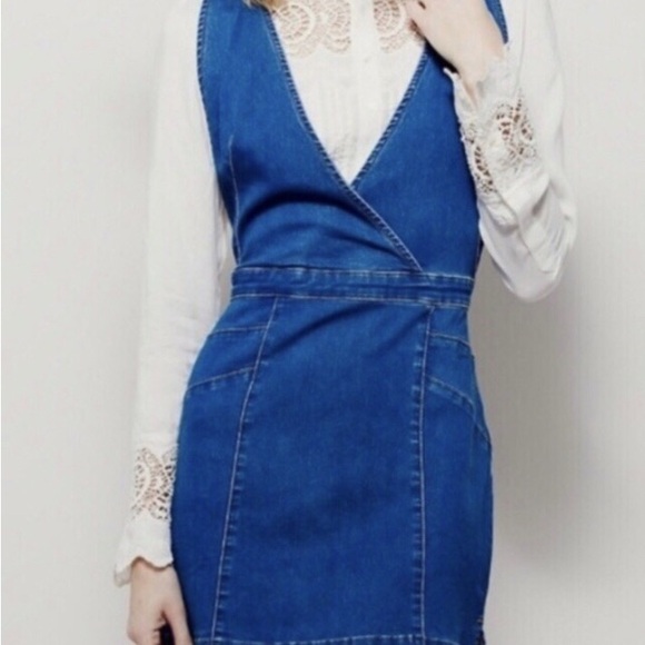 Free People Blue V-Neck Sleeveless Sundress - Picture 2 of 7